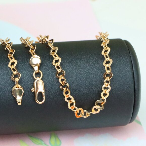 "Chunky Rose Gold Geometric Chain Necklace with Bold Modern Look, XPNL1879 - Picture 5 of 12